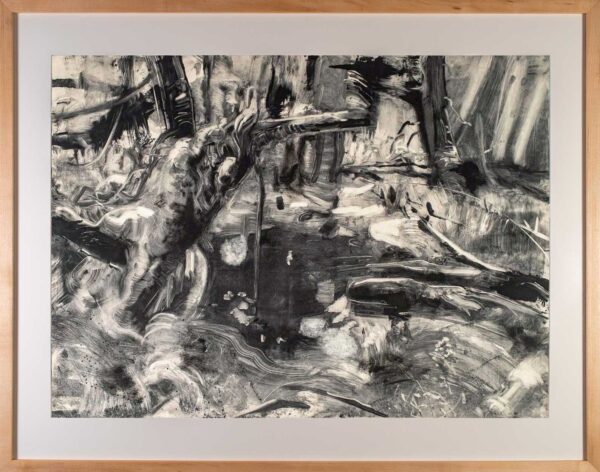 Deep Moss, original artwork by Rachel Gray. Framed in a maple frame with a white mat.