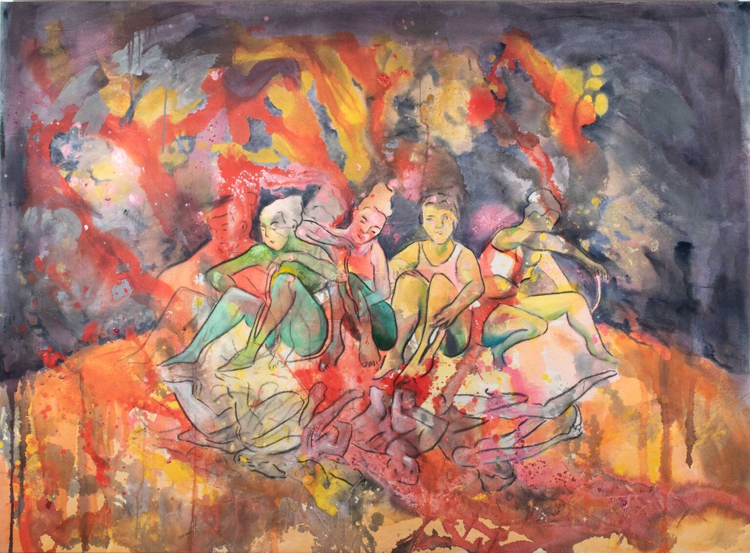 We Found the Understandings Written in Our Bodies (2024) | Acrylic and oil paint, charcoal on canvas | 44" x 60"