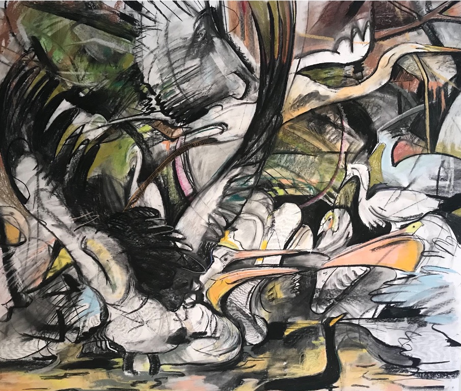 The Feast (2021) | Charcoal, chalk pastel, pencil on paper | 58.5" x 50.5"